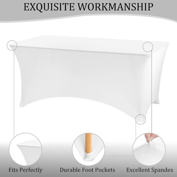 Versatile 2 Pack 6FT Wrinkle Resistant Spandex Tablecloths for All Occasions - Picture 3 of 7